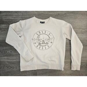 Cotton On Guns N Roses Graphic Sweatshirt Cream Crewneck Band Tee Style 270423